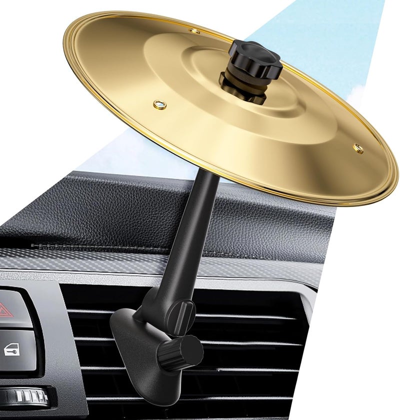 husslean Car Cymbal Air Vent, Mini Drum Cymbal for Car Vent Decoration, Funny Car Symbol Drum Air Vent Ornament, Small Crash Cymbal Accessory Suitable for All Vehicles (Gold) - Image 1